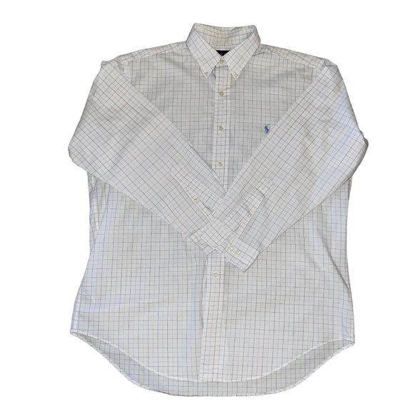 Ralph Lauren Yarmouth 100% Cotton White Pink Blue Windowpane Shirt 16 or… - Picture 1 of 8